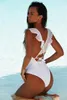 Women's Jumpsuits & Rompers Beach Women Bodysuit Swimsuits Ruffles Decor Patchwork Backless Cross Bandage One Piece Summer Slim Hip Jumpsuit