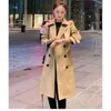 Trench feminino Coats Casaco feminino 2022 Bobo de peito de bobo de bobo de luxo com o Belt British Style British Style Duas peças Conjunto Khaki Black