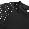 [EAM] Women Black Dot Printed Big Size Casual T-shirt Round Neck Half Sleeve Fashion Spring Summer 1DD7775 21512