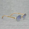 Óculos de sol do designer Vintage Natural Óculos de Sol Homens Búmio Chifre Claro Quadro Mulheres Madeira Redonda óculos de sol para oculos ao ar livre Tons de oculos