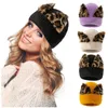 Beanie/Skull Caps Fashion Design Dames Winter Warm gebreide luipaardprint Beanie Hat met faux pom gebreide caphoeden voor vrouwen accessoires pros2