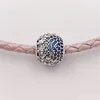 Perles en argent sterling 925 bleu enchanté pavé breloques s'adapte aux bijoux de style européen Pandora bracelets collier 797032NABMX AnnaJewel