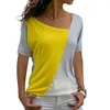 Kvinnor Sommar Casual Basic Multicolor Normcore T-shirts Kortärmad Patchwork Slim Oregelbundna V-hals Tops 210428
