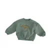 Весна осень детские девочки мальчики свитер рубашка с флисовым теплым длинным рукавом топы детская одежда динозавр печатает толстовки 211029