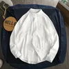 Printemps nouvelle mode coréenne hommes coton blanc chemises col montant à manches longues doux lâche lin tactile mâle chemisier 4XL 5XL 210412