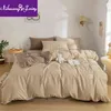 Japanese simple four-piece bedding bed linen bed sheet quilt cover pillow case autumn and winter three-piece dormitory student 211203