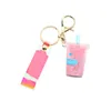 Pearl Milk Tea Keychain Party Favor Creative Cute Colorful Net Red Tide Language Cartoon Key Chain Student Unzip Toy Gift