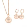 Europe America Fashion Style Jewelry Sets Lady Women Gold/Silver/Rose-colour Engraved V Initials Setting Diamond Ball Charm Necklace Hoop Earrings Q93748 Q96788