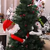 105cm Santa Claus Hugs The Tree Doll Snowman Christmas Tree Ornament Festive Decoration Atmosphere Cloth Xmas Cute Pendant Decor 211122