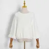 Pull décontracté blanc pour femmes Slash cou Flare manches pulls pulls lâches femme automne vêtements de mode 210524