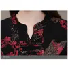 Chinese Style Cheongsam Button Autumn Bronzing Vintage Fashion Long Sleeve Bottoming Shirt Middle-aged Women 605G 210420