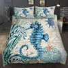 WAZIR Ocean Series Sea Turtle Seahorse Dolphins 3D Bedding Set Comforter Sets Octopus Bedclothes Bed Linen US AU UK Size 210721