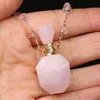 Einzigartige helle gelbe gold farbe natürliche rosa rosa quarz anhänger parfümflasche halskette mit steinkette schmuck halsketten