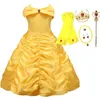 Детский костюм принцессы, платье Белль для девочек, карнавальная одежда, детское платье на Хэллоуин, день рождения, платья для детей 3, 5, 6, 8, 10 лет 2103312129519