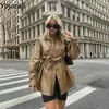 Yojoceli casual cool lederen jas jassen herfst streetwear warm winter sjerpen boog bovenkleding 210609