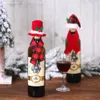 Natal búfalo xadrez mini chapéu de Papai Noel e cachecol garrafa de vinho tampa titular de talheres ornamentos de mesa lla9207