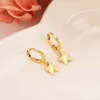 18 K Fine Solid Guld Örhängen Hängsmycke Butterfly Drop Earring Souvenir African Arab Smycken Mamma Kid Presenter