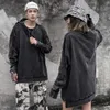 Lavato Retro Distressed Felpa Uomo Streetwear Foro per il pollice Pullover Felpe Manica lunga Uomo Donna Patchwork Felpa con cappuccio C0607