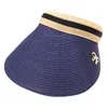 Chapeaux larges chapeaux casquettes arc vide haut chapeau de paille été grande protection solaire visière plage femme casquette Viseras Para Mujer réglable Elob22