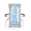 Wedding Rings Cute Female Blue White Fire Opal Ring Vintage Big Silver Color Bands Jewelry Promise Love Engagement For WomenWedding