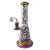 Färgglada Rainbow Bongs Matte Pyrex Glass Bong Hookahs Duschhuvud PERC Cartoon 14mm Kvinna Joint Rökning med Quartz Banger Nail Straight Tube DAB Vattenrör Olje Riggar