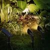 Sollampor Beiaidi 2x7w Utomhus Garden Landskap Powered Spotlight 2-in-1 Vattentät Courtyard Lawn Backyard Pathway Tree Spot Lamp