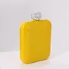 Frasco de quadril de aço inoxidável com tampa de diamante Ladies ao ar livre Flash quadrado portátil Mini Flask de bolso 5 cores