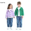 Top i Moda Dzieci Girls Casual Breen Denim Kurtka Dzieci Chłopcy Trench Coat Toddler Otwarty Odzieżowa Kowbojska Odzież 211011