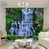 Landscape Curtain Cave Waterfall Living Room Bedroom Po Curtains 3d Simple Green blackout Curtain Ultra-thin Light Shading 210913