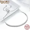 Bracciale da donna con filo scintillante in argento sterling 925, braccialetti da tennis, gioielli in argento 3 colori SCB029