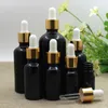 Storage Bottles & Jars 5ml,10ml,20ml,30ml,50ml,100ml Black Glass Screw Gold Collar,Empty Essential Oil Vials Cosmetic Packing Container