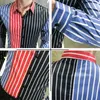 Spadek Mężczyźni Paski Koszule Streetwear Z Długim Rękawem Slim Fit Casual Casual Party Social Party Business Harajuku Bluzka Camisa Masculina 210527