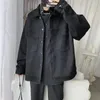 メンズジャケットメンズソリッド特大のスエード韓国スタイルの男性カジュアルルーズコート2022秋のファッションアウターウェア