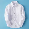 Camisa de manga larga para niños Uniformes escolar de niños blancos