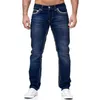 Mężczyźni Dżinsy Solidne kieszenie Rozciągliwe Proste Spodnie Denim Smart Casual Spodnie Daily Streetwear Odzież męska 211111