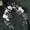 Haarspangen Haarspangen Mode Silber Farbe Design Tiaras Hochzeit Kämme Kristall Perlen Handgefertigte Blumen Kopfschmuck Frauen Stirnband Schmuck