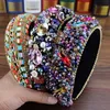 Handgjorda Boho Flower Diamante och Crystal Pärlor Bröllop Huvudband Vadderade Rhinestone Hairbands Kvinnor Lyx Barock Hår Smycken X0625