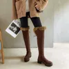 Laarzen lange buis sneeuw dames echt haar winter warm grote noordelijke katoenen mode knie bescherming