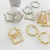 Hoop Huggie Peri'sBox Hip Hop Gold Silber Farbe Zinklegierung Creolen Ohrring Für Frauen Trendy Geometrische Bambus Ohrringe Schicker Schmuck