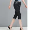 Джинсовая тощая Жан уличная одежда Высокие талии Дамы черные карандаш Брюки плюс размер 3XL 4XL 5XL брюки женская одежда 210809