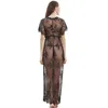 NO 2010 # Ms Sexy Set Four Seasons Lace Short Sleeve Pajamas Transparent Long Skirt Lingerie Whole and Retail Thong Bra Pa237S