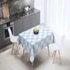 blue plaid tablecloth