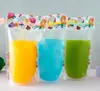 500ml Fruit Pattern Plastic Drink Water Zipper Stand-up Bag Bottle Pouch for Beverage Juice Milk Coffee, with Straw and Holder