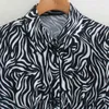 Zomer vrouwen vintage shirts jurk lange mouwen sjerpen dierlijke strepen print es vrouwelijke elegang mode vestidos 210513