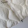 syiwidii女性ジャケットのためのパーカス服ベージュブラックコットンカジュアルウォームファッションジッパーアップロングウィンターバブルコート210916