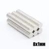Partihandel - I lager 100PCS Stark Round NDFEB Magneter Dia 8x1mm N35 Rare Earth Neodymium Permanent Craft / DIY Magnet