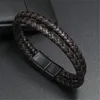 Dubbelskikt Läder Male Armband Smycken Lyxtillbehör Punk Vintage Charm Bangles för män