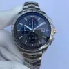 2022 Montres pour hommes montre de luxe Montres-bracelets montre Japon VK Mouvement à quartz Chronographe Deux tons face Bracelet en cuir bleu orologi da uomo di lusso