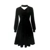 Autumn Velvet Spring Girls Female Vintage Dress Long Sleeve Oversize Women Dresses Black sexy Boho Robe Vestido 210417