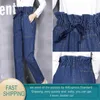 Women Denim Harem Pants Jeans Lace Up Vintage Loose High Waist Boyfriend Plus Size Spring Girls Ankle 210428